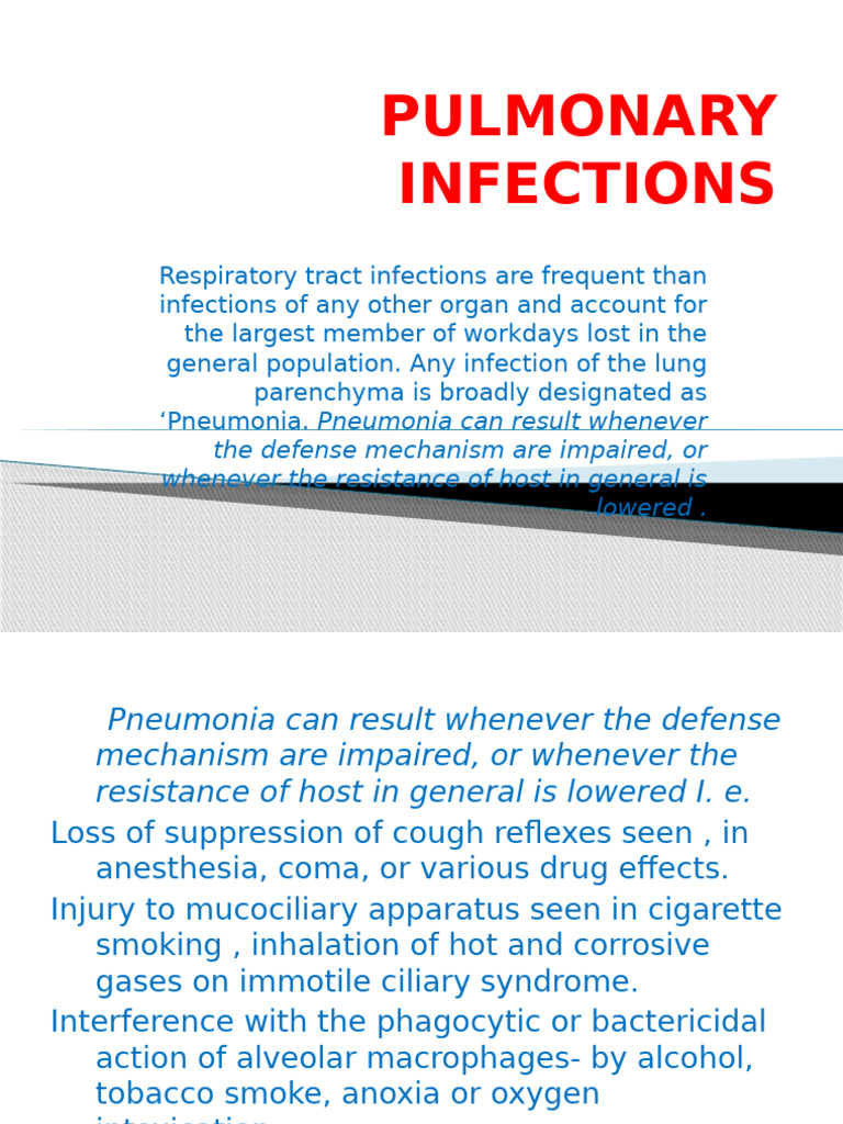 Pulmonary Infections | PDF | Pneumonia | Lung