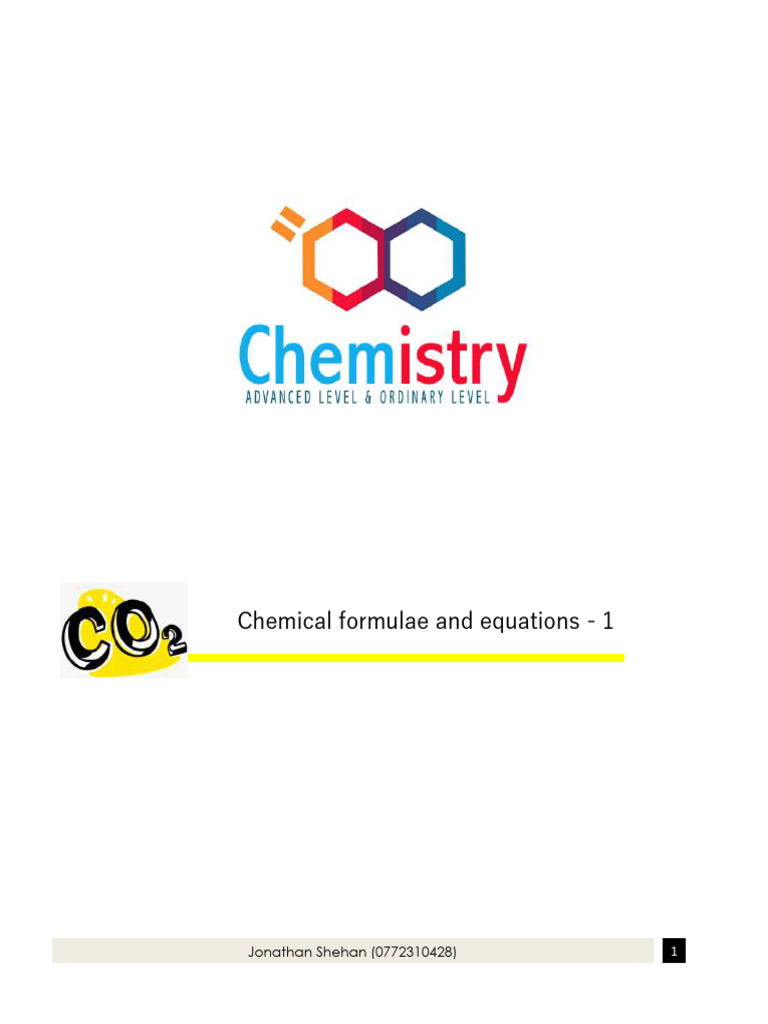 Chemical Formulae and Equations - 1 | PDF