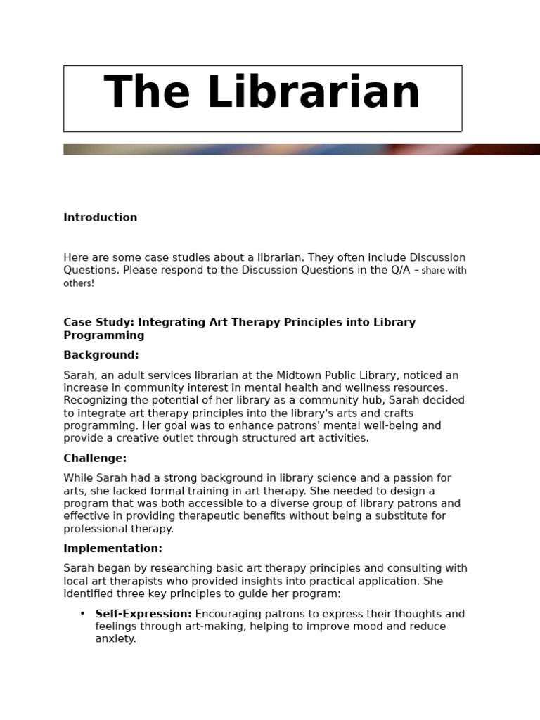 Art Therapy in Library Programs | PDF | Art Therapy | Libraries
