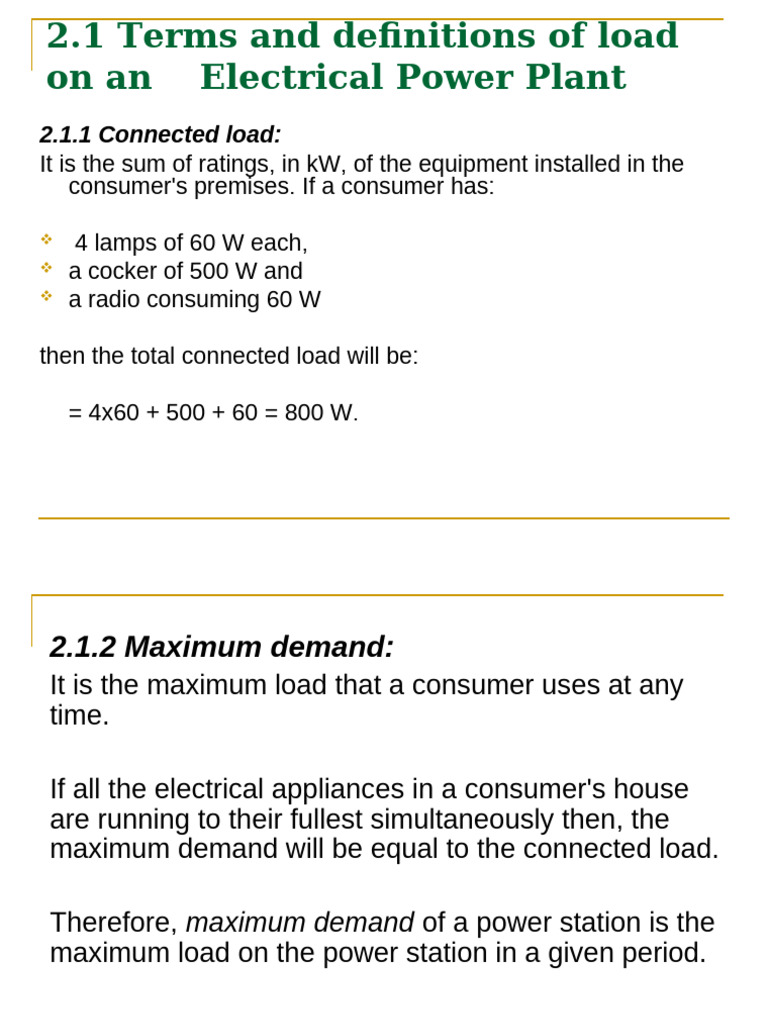 Electrical Power Plant Load Definitions | PDF | Power Station | Watt