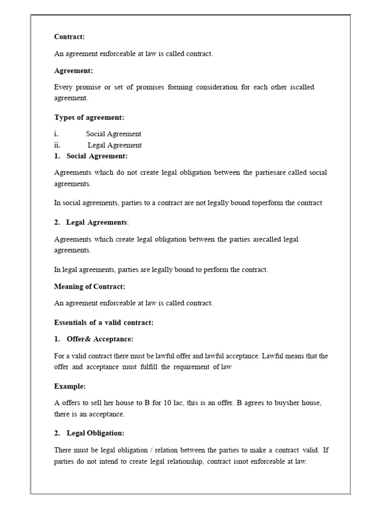 Essentials of Valid Contracts Explained | PDF | Offer And Acceptance ...
