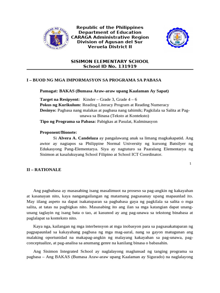Bakas - READING Program in Filipino | PDF