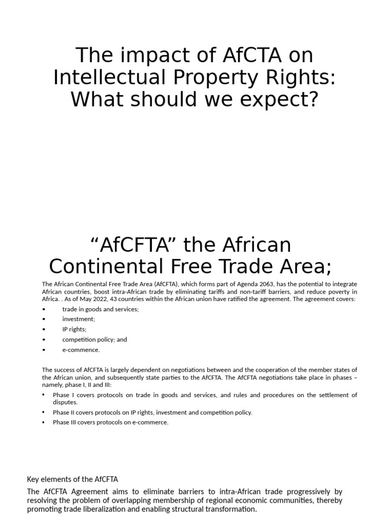 AfCFTA's Impact on Intellectual Property Rights | PDF | Intellectual ...