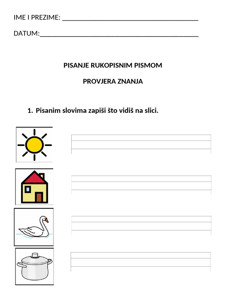 Pisanje Rukopisnim Pismom, Provjera | PDF