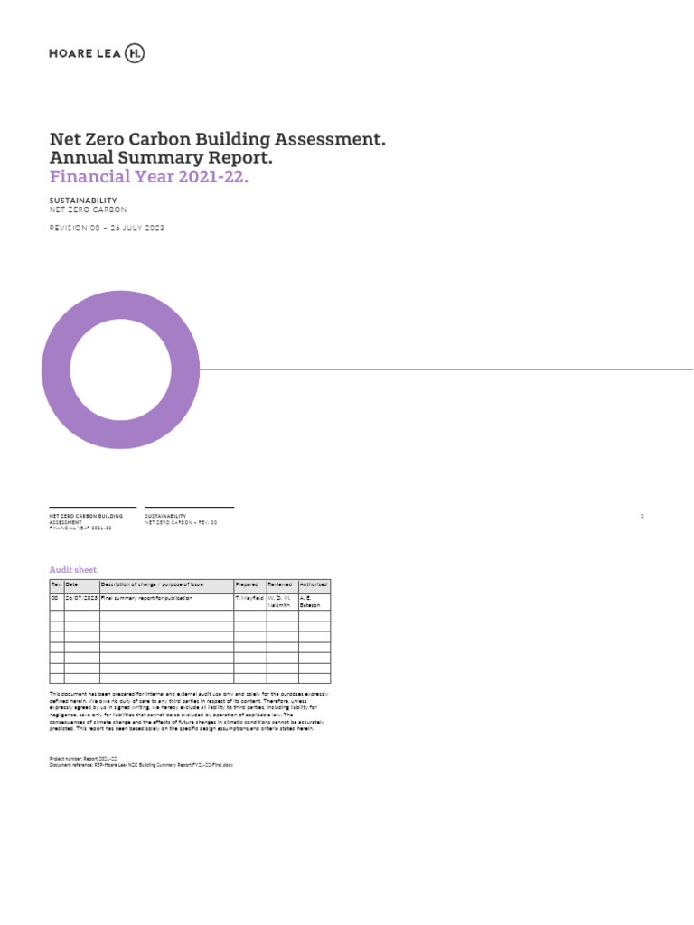 Hoare Lea. Net Zero Carbon Building Assessment. Annual Summary Report ...