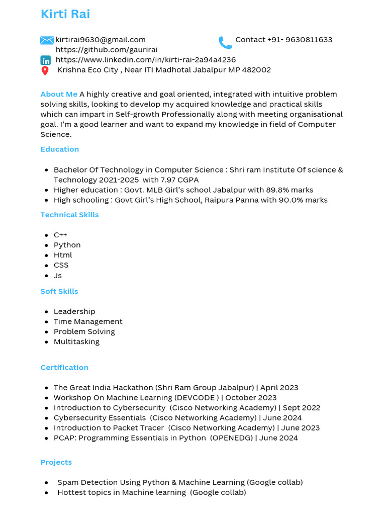 Computer Science Student Profile | PDF
