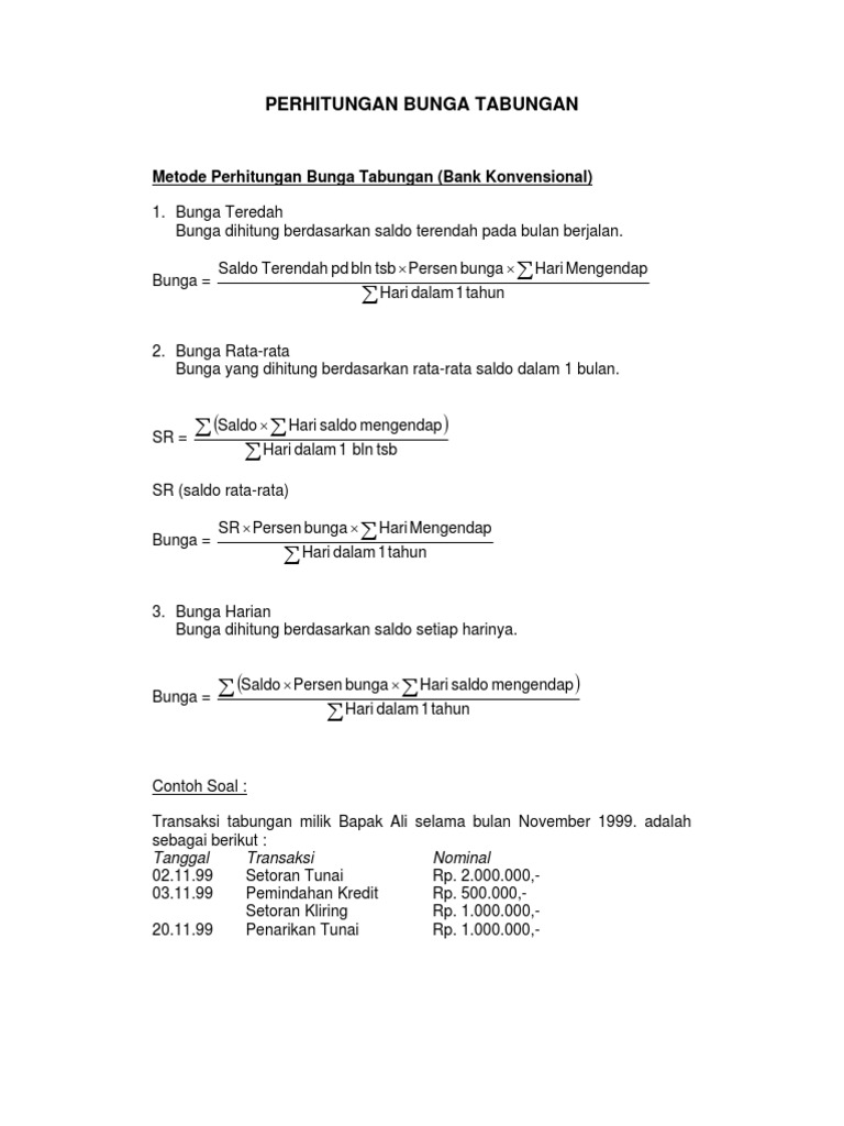 Perhitungan Bunga Tabungan