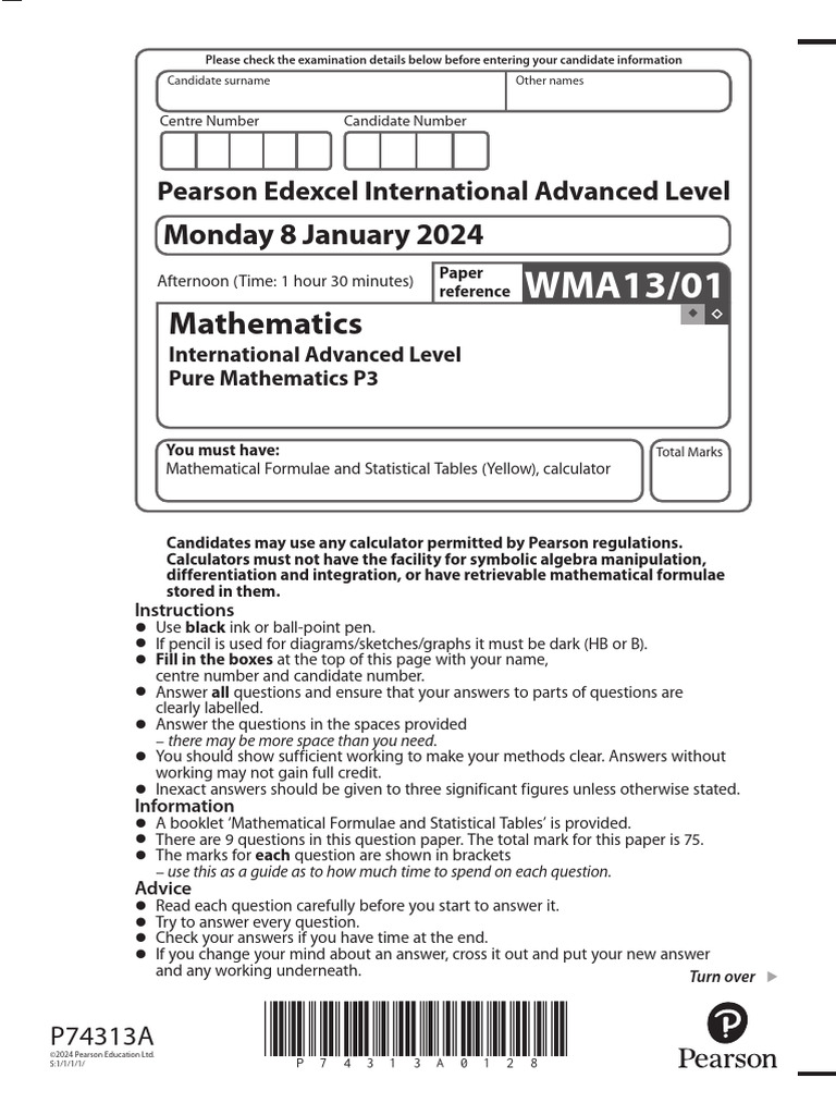 P3 2024 January | PDF | Mathematics | Heat