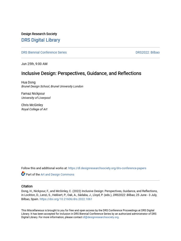 Inclusive Design Insights from DRS2022 | PDF | Design | Sustainability