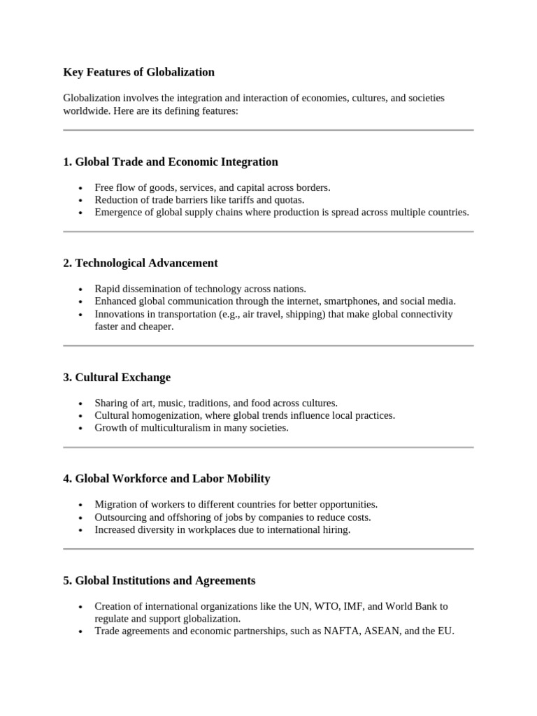 Key Features of Globalization Explained | PDF | Globalization | World ...