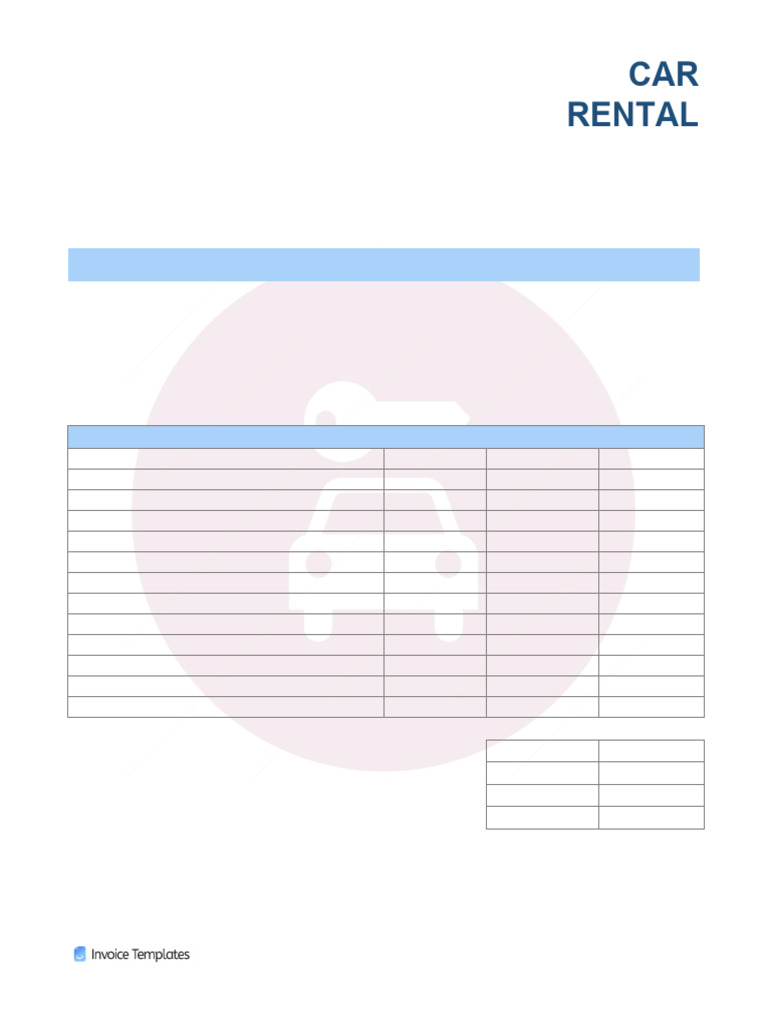 Car Rental Invoice Template | PDF