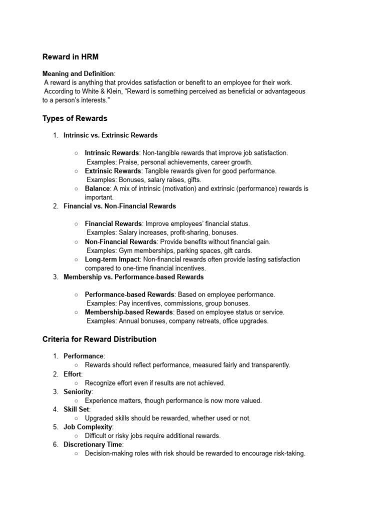 Understanding Rewards in HRM | PDF