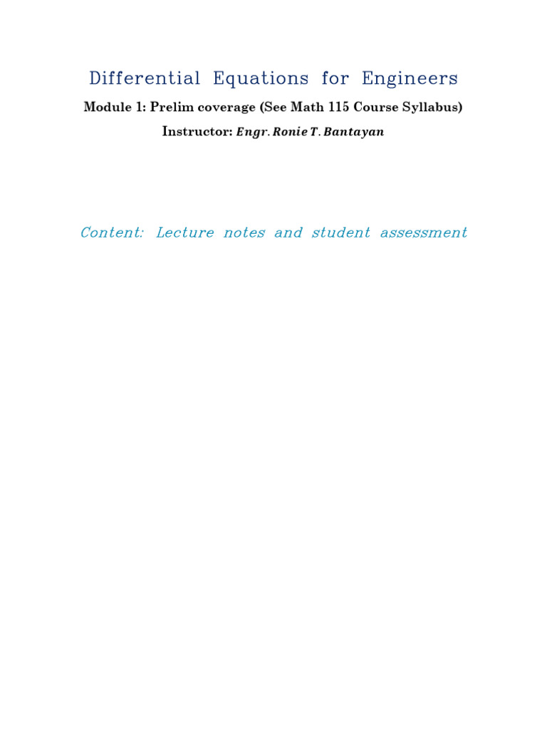 Module1.math115 Quizzes Exams and Ass. | PDF | Ordinary Differential ...
