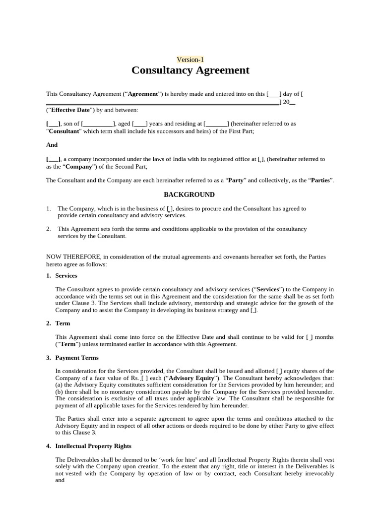 Consultancy Agreement Template | PDF | Breach Of Contract | Damages