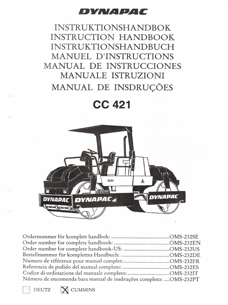 M004 Cilindro Dynapac CC 421-Manual Instrucciones | PDF | Cambiar | Motores