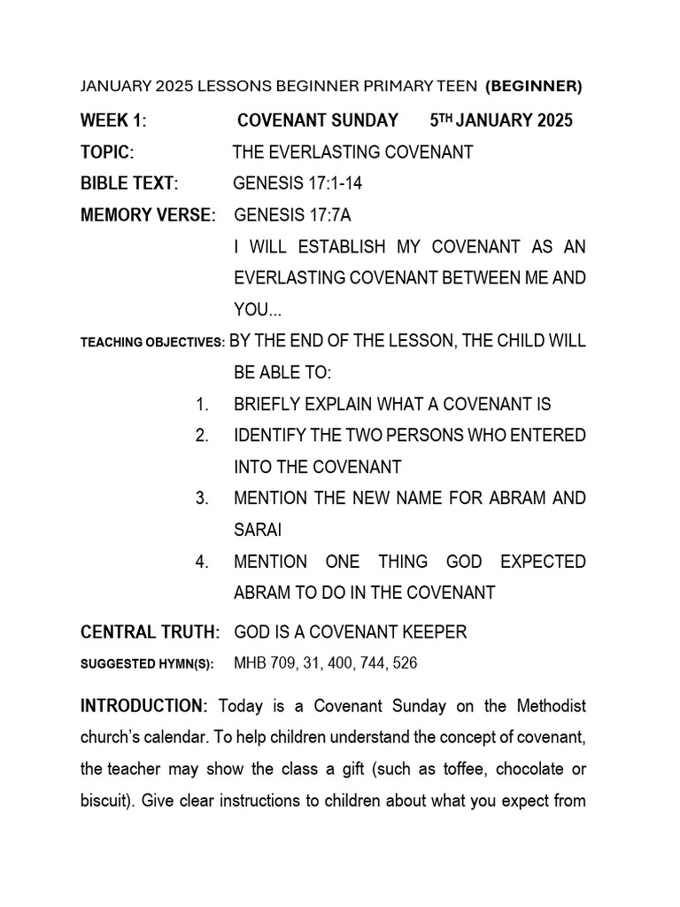 January 2025 Beginner Lessons Overview | PDF | Abraham | Covenant ...
