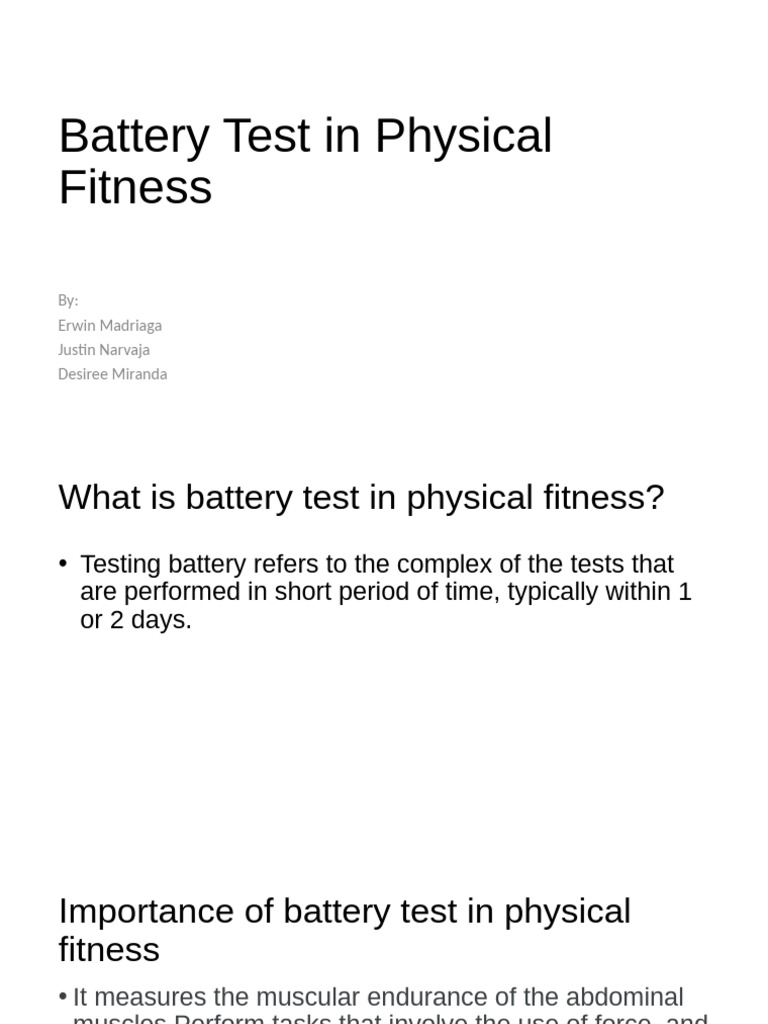 Physical Fitness Battery Tests Explained | PDF | Physical Fitness | Abdomen