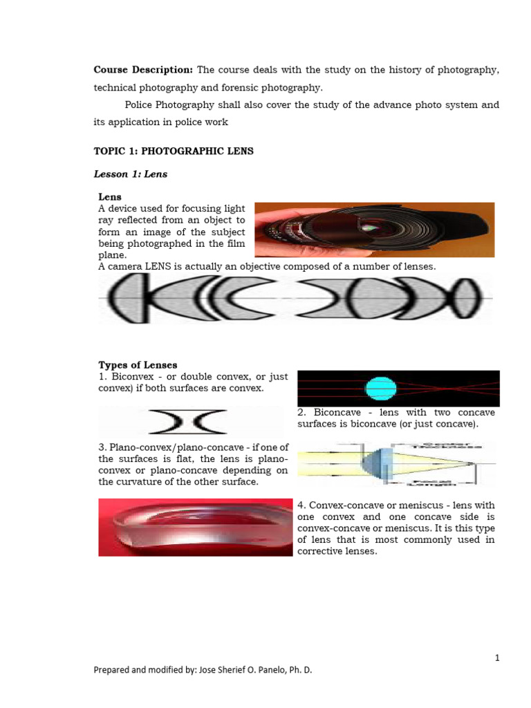Module 3 in Police Photography | PDF | Camera Lens | Film Speed