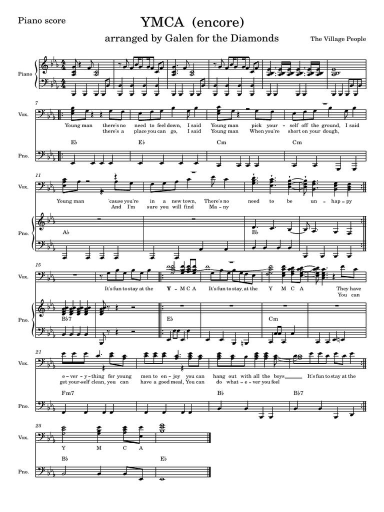 Ymca Piano Score Pdf