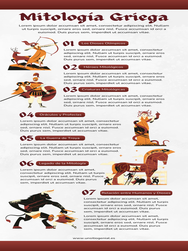 Infografía Historia de La Mitología Griega Ilustrativo Divertido Rojo ...