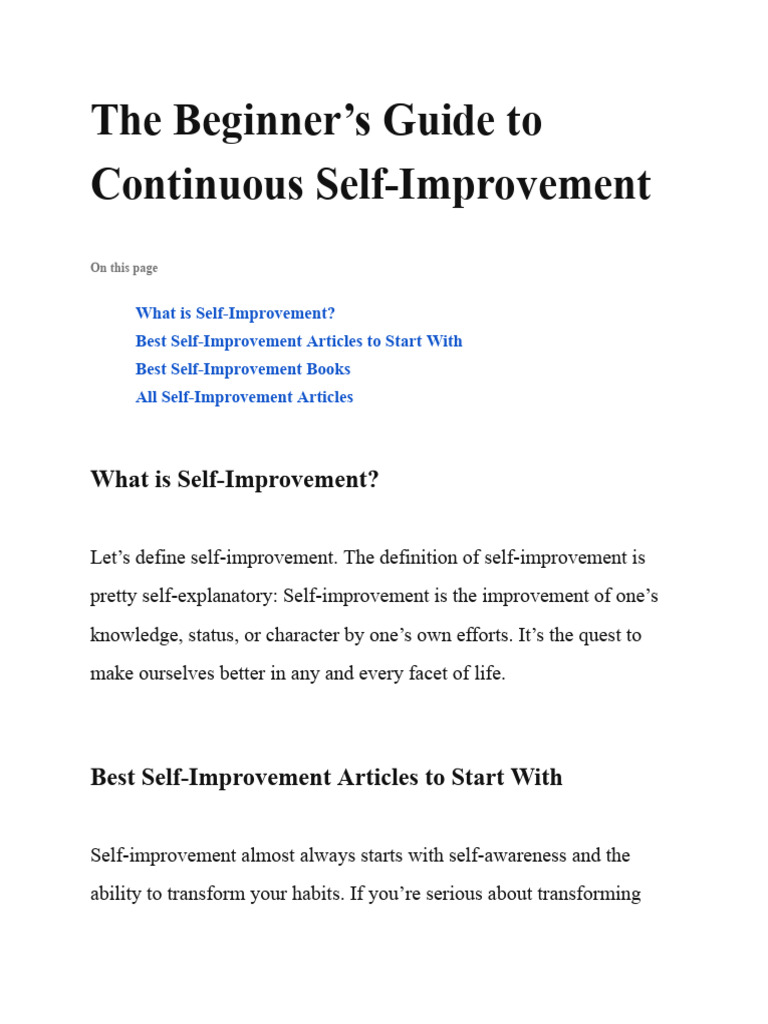 The Beginner's Guide To Continuous Self-Improvement | PDF