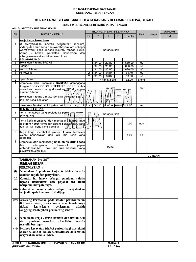 Panduan Membuat BQ | PDF