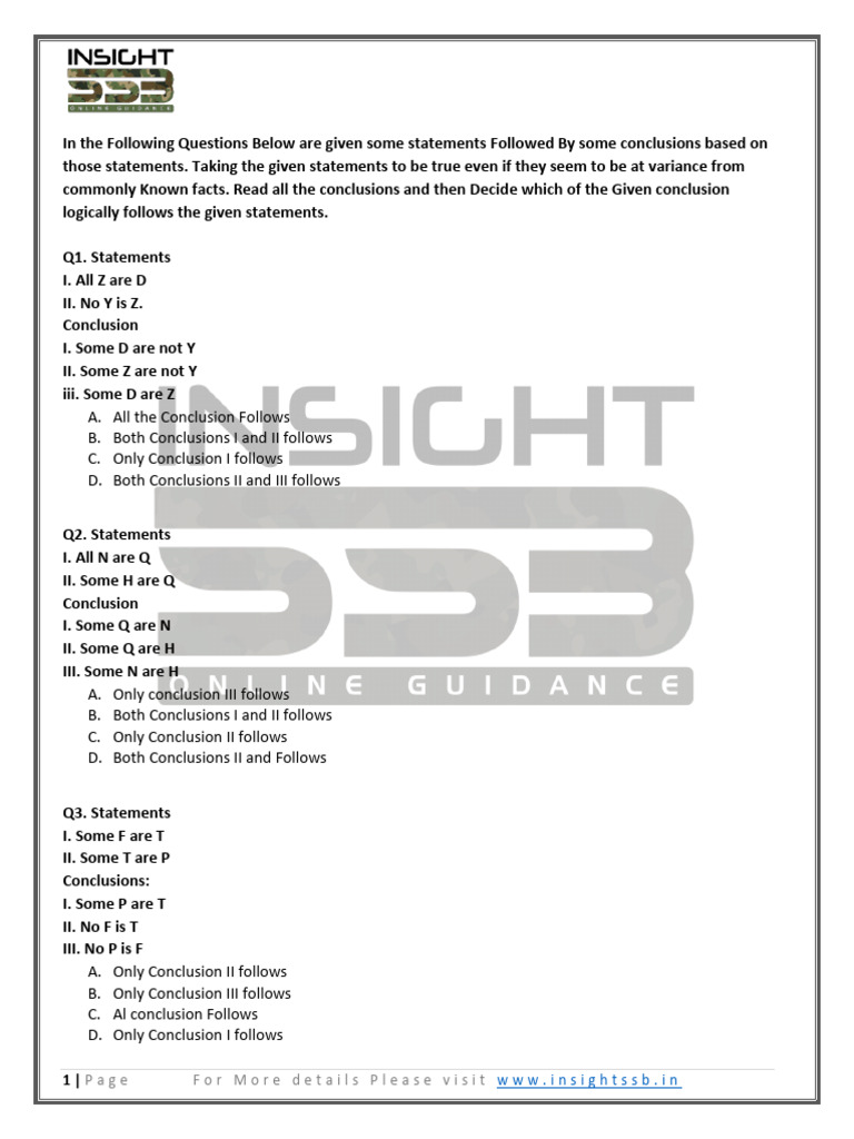 Syllogism: Page For More Details Please Visit | PDF | Logic