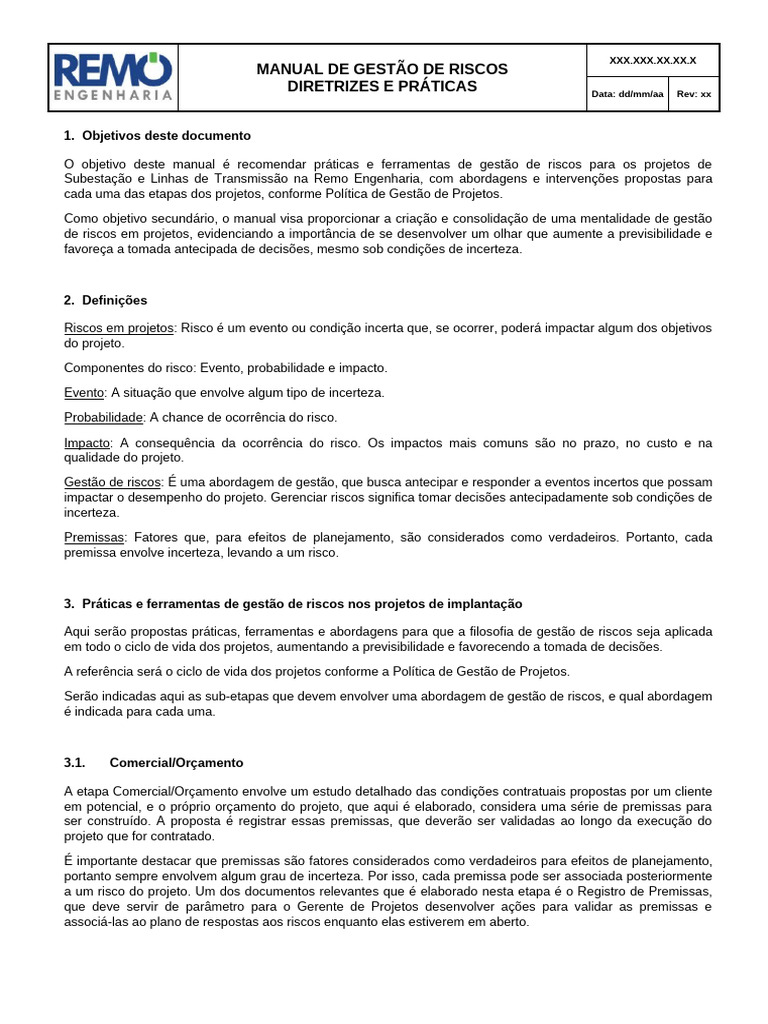 Práticas de Gestão de Riscos em Projetos | PDF | Orçamento | Avaliação ...