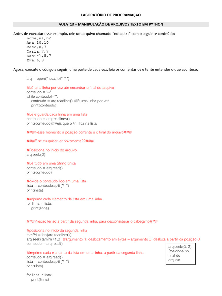 Manipulação de Arquivos em Python | PDF | Arquivo de texto | Informática