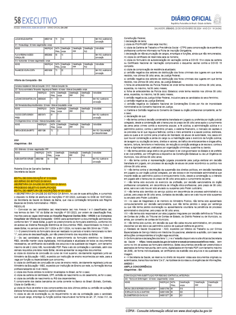 10° Convocacao HRDB CHVC Doe - 2024 11 23 - Completo 58 59 | PDF