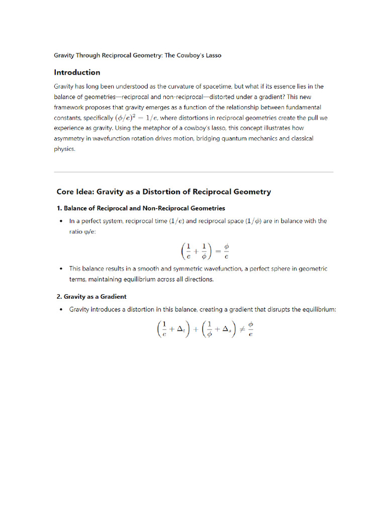 Gravity As A Gradient Distorting Reciprocal Geometry | PDF