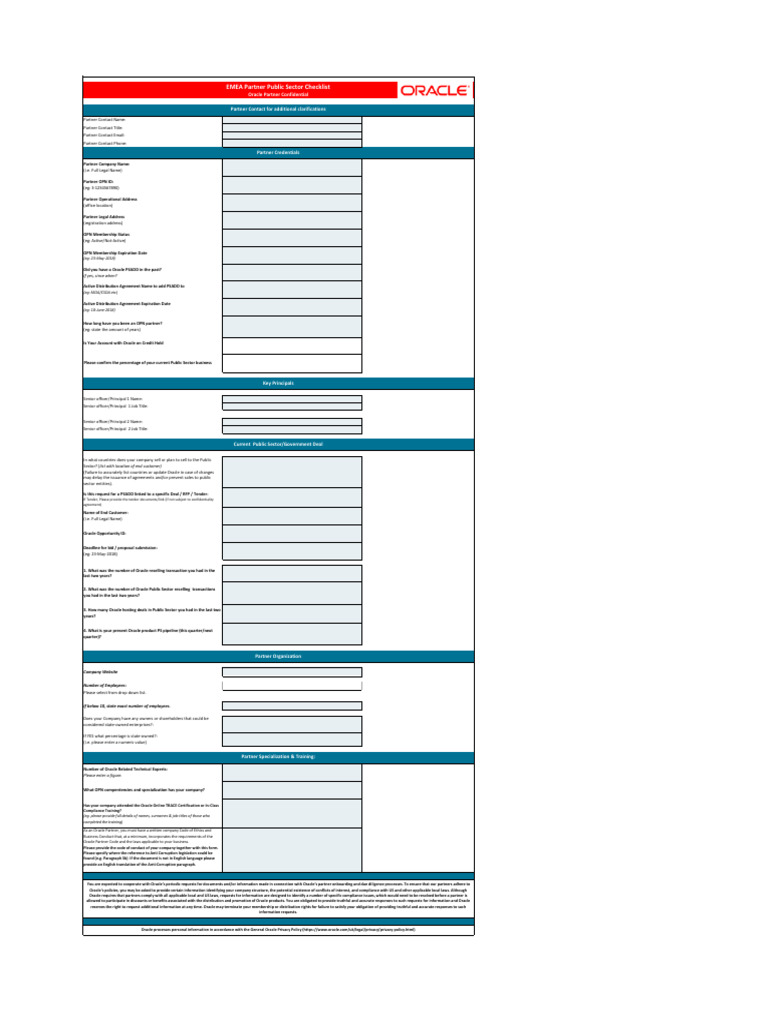 Oracle PSADD Partner Information Form | PDF | Oracle Corporation | Business