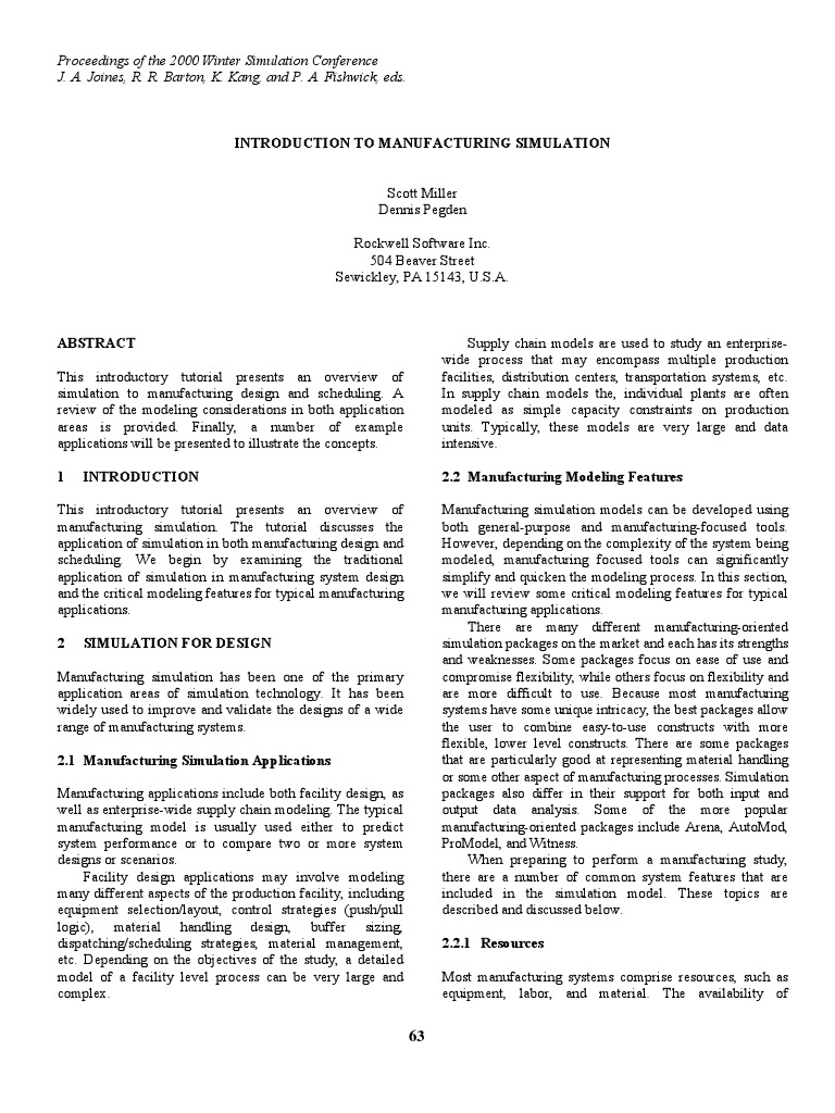 Introduction To Manufacturing Simulation | PDF | Scheduling (Production ...