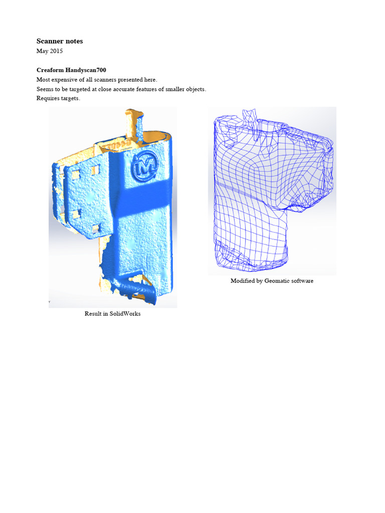 3D Scanner Comparison and Insights | PDF