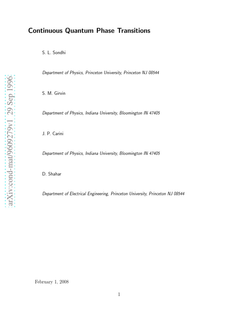 Quantum Phase Transitions in Systems | PDF | Phase Transition | Quantum ...