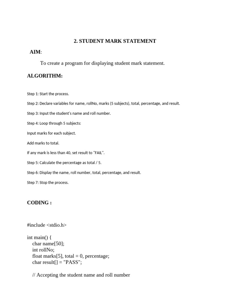 2. STUDENT MARK STATEMENT (1) | PDF | Software Development | Computer ...