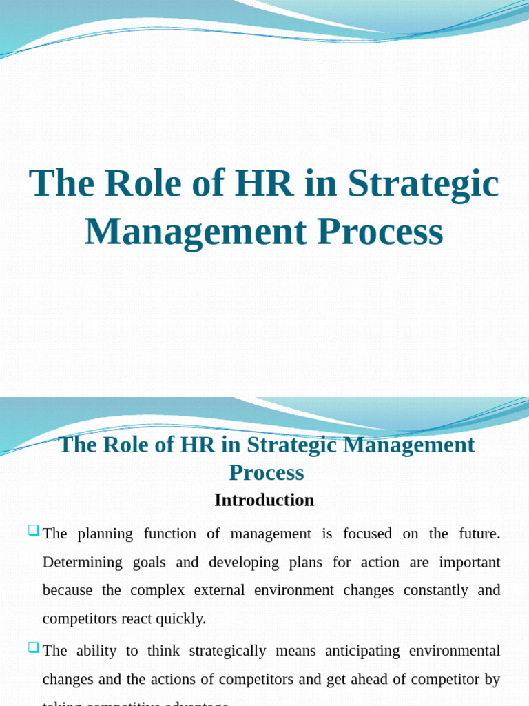 HR's Role in Strategic Management | PDF | Human Resource Management ...