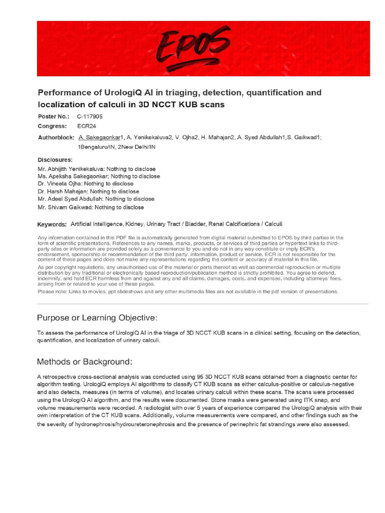 Performance of UrologiQ AI in Triaging, Detection, Quantification and ...