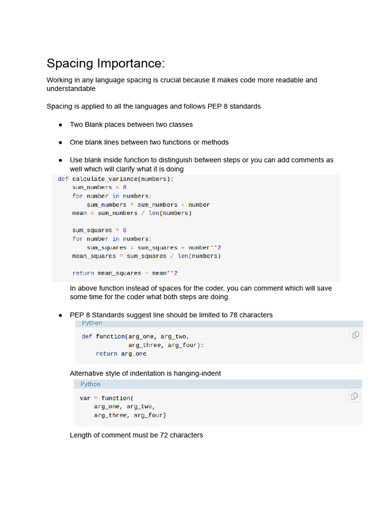 Python Spacing & Indentation Guide | PDF