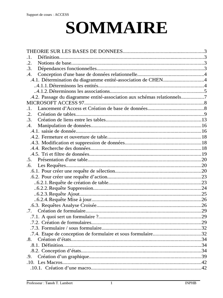 Introduction à Microsoft Access et bases de données | PDF | Microsoft ...