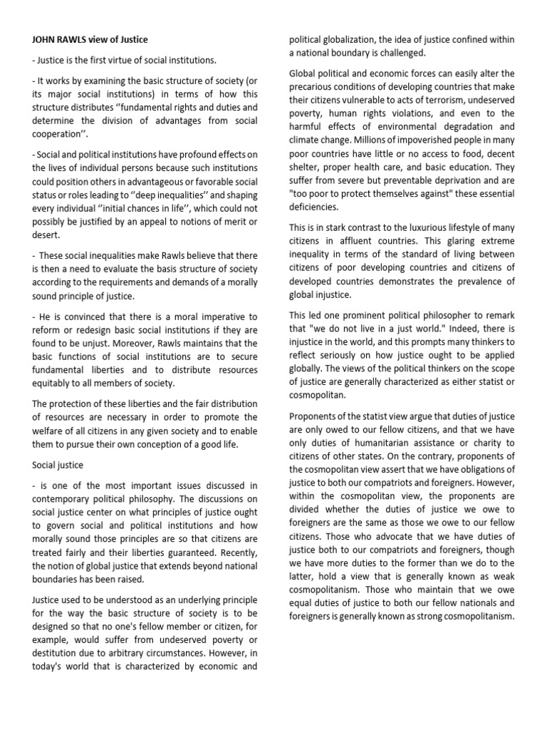 JOHN RAWLS View of Justice | PDF | Justice | Crime & Violence