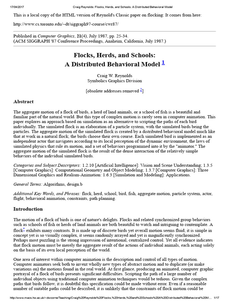 Distributed Behavioral Model for Flocks | PDF | Force | Cartesian ...