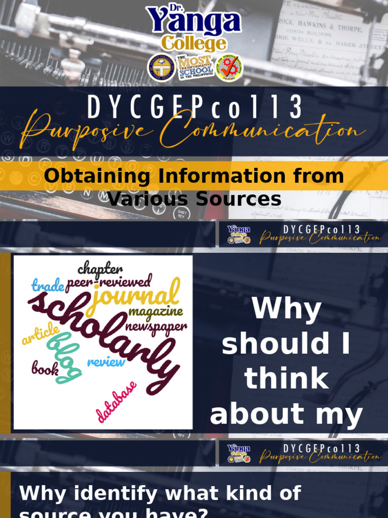 DYCGEPco113 Purposive Communication Lesson 7 Obtaining Information From ...