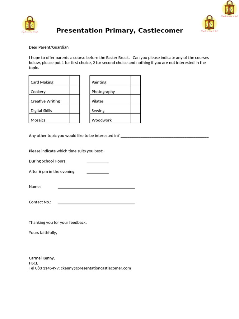 Parent Course Interest Survey | PDF