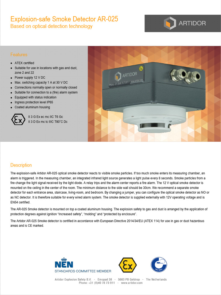 AR-025 Smoke Detector (EN) 02-2023 | PDF | Smoke | Sensor