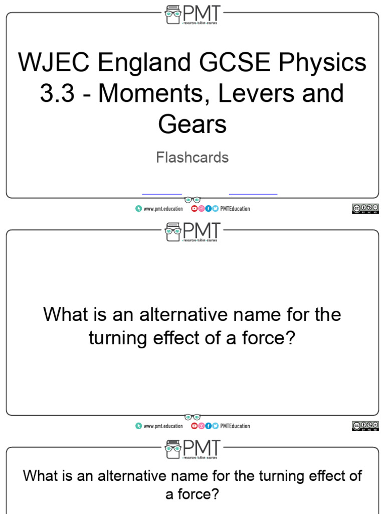Flashcards - 3.3 Moments, Levers and Gears - WJEC (England) Physics ...