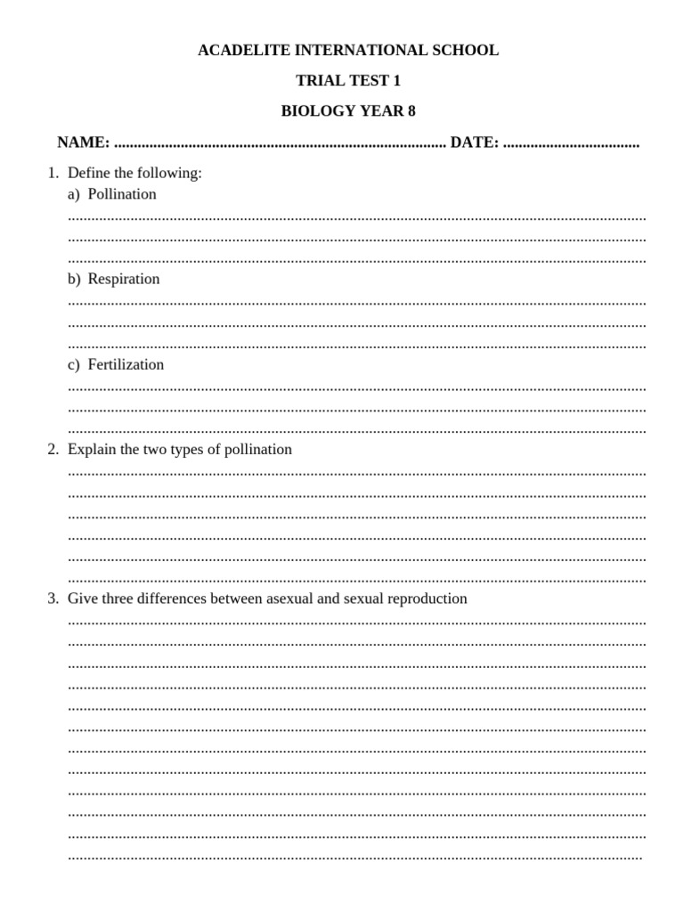 Biology Year 8 Pdf Plant Reproduction Botany