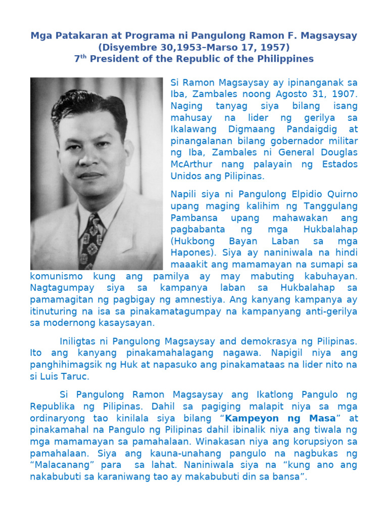 q3 Ap Ramon Magsaysay | PDF
