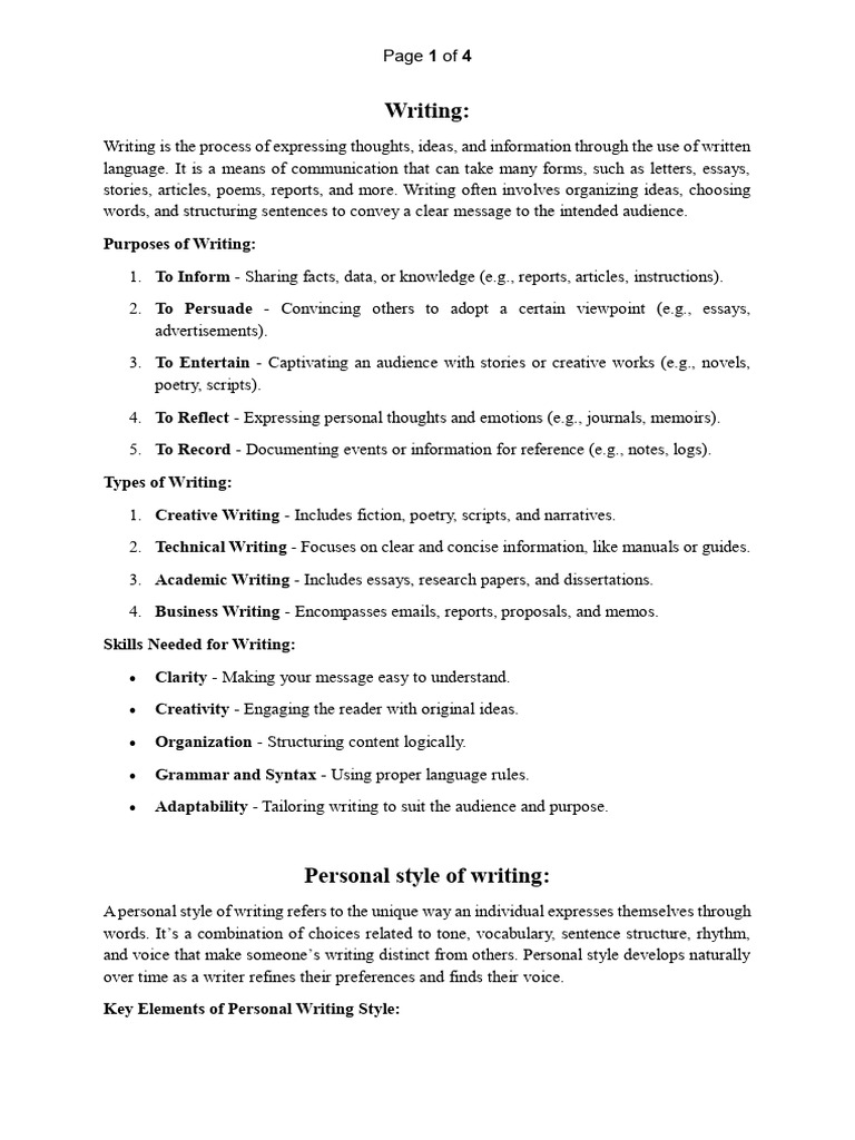 Understanding Writing Styles and Skills | PDF | Essays | Thesis