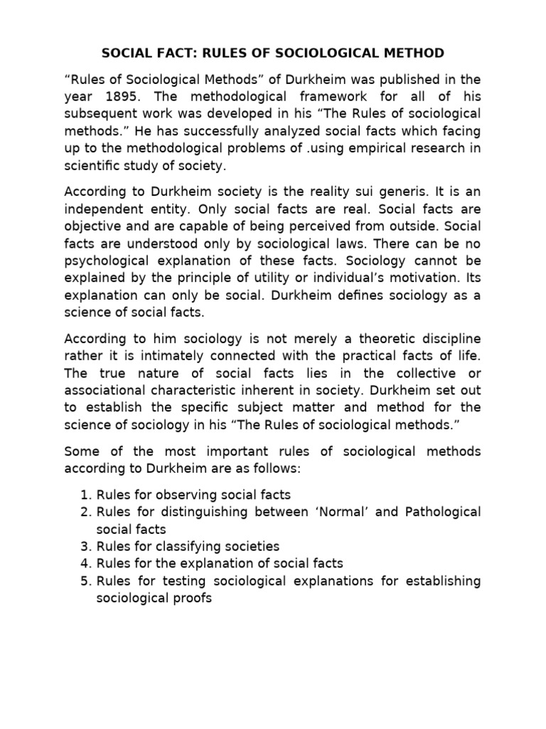 Durkheim's Sociological Method Rules | PDF | Sociology | Émile Durkheim